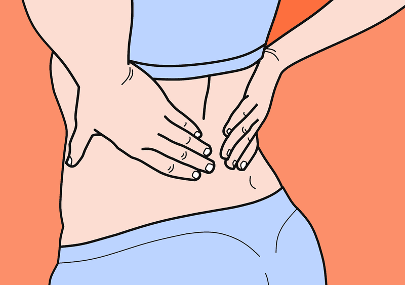 illustration of woman holding back pain